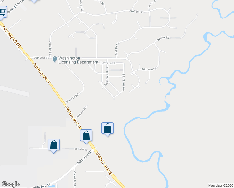 map of restaurants, bars, coffee shops, grocery stores, and more near 8215 Westcott Lane Southeast in Olympia