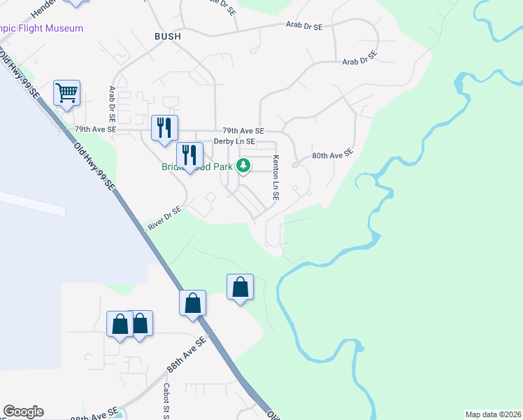map of restaurants, bars, coffee shops, grocery stores, and more near 8135 Trimble Lane Southeast in Olympia