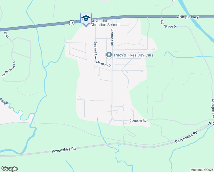 map of restaurants, bars, coffee shops, grocery stores, and more near 6 Kayla Drive in Montesano