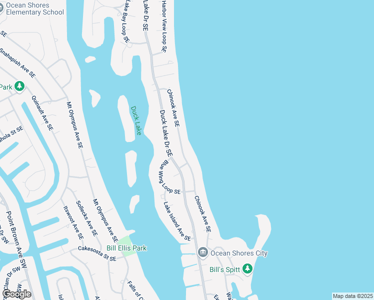 map of restaurants, bars, coffee shops, grocery stores, and more near 580 Chinook Avenue Southeast in Ocean Shores