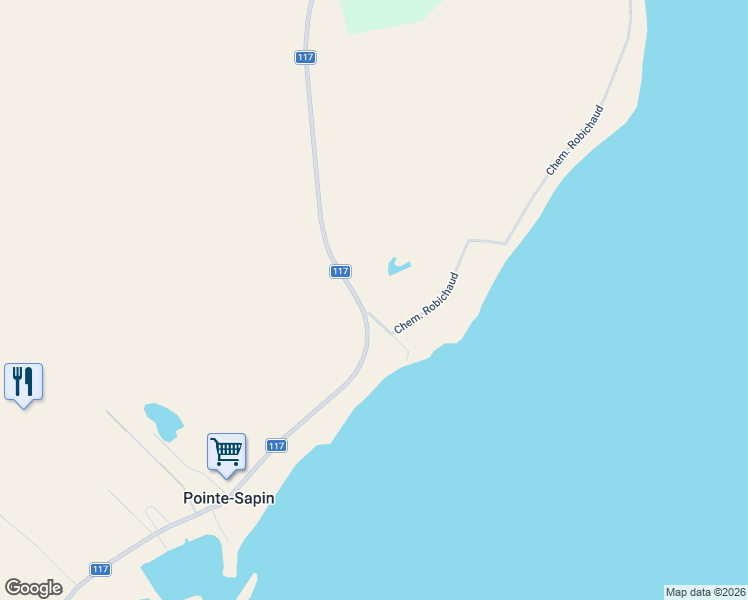map of restaurants, bars, coffee shops, grocery stores, and more near 1 Chemin Robichaud in Pointe-Sapin