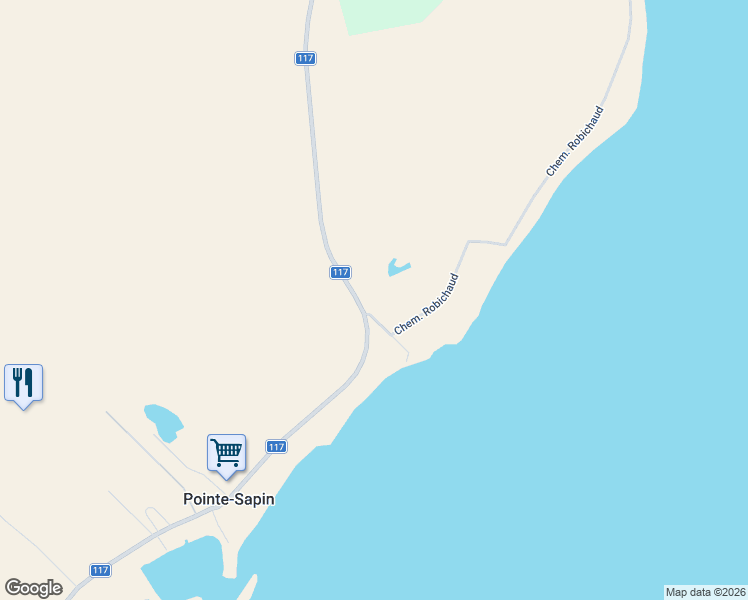 map of restaurants, bars, coffee shops, grocery stores, and more near 1 Chemin Robichaud in Pointe-Sapin