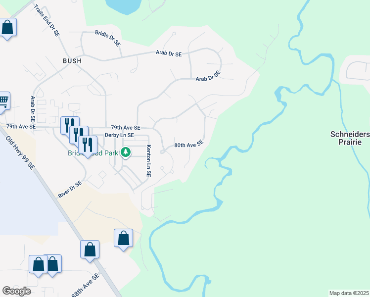 map of restaurants, bars, coffee shops, grocery stores, and more near 8011 Deschutes Court Southeast in Olympia