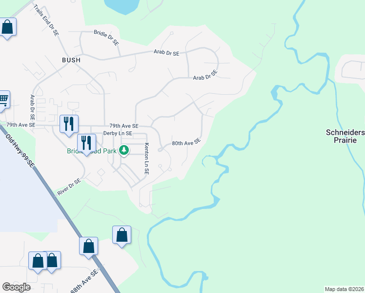 map of restaurants, bars, coffee shops, grocery stores, and more near 8011 Deschutes Court Southeast in Olympia