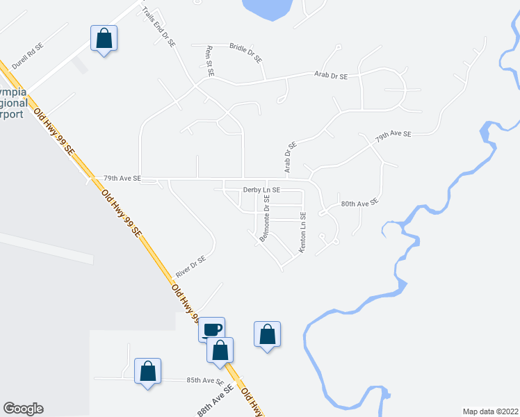 map of restaurants, bars, coffee shops, grocery stores, and more near 8024 Andover Lane Southeast in Olympia