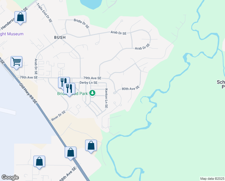 map of restaurants, bars, coffee shops, grocery stores, and more near 8020 Kenton Lane Southeast in Olympia