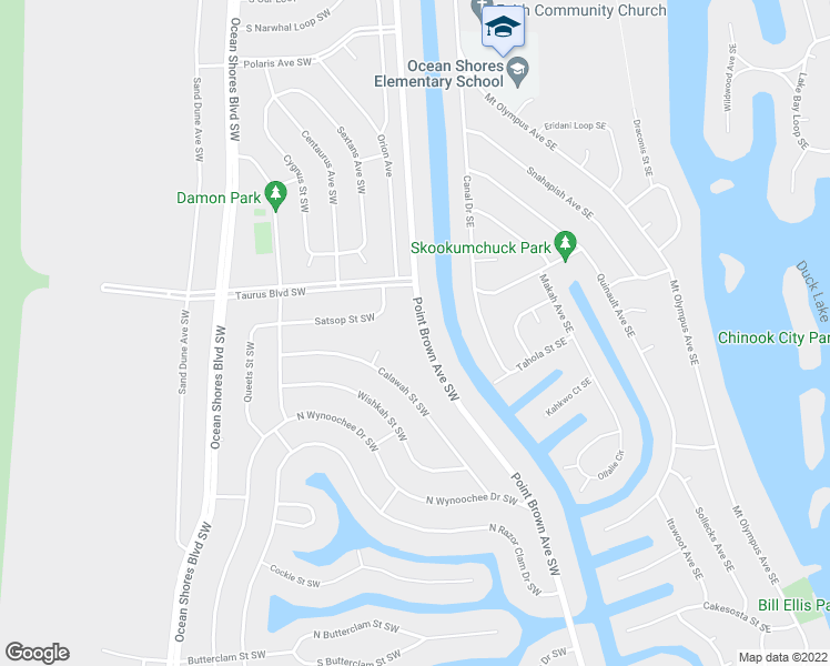 map of restaurants, bars, coffee shops, grocery stores, and more near 513 Point Brown Avenue Southwest in Ocean Shores