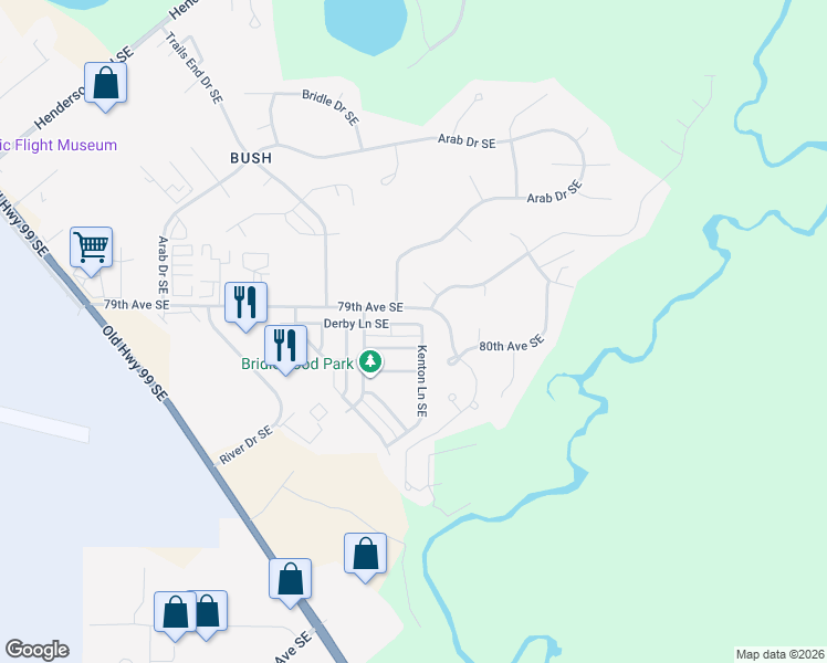 map of restaurants, bars, coffee shops, grocery stores, and more near 8020 Kenton Lane Southeast in Olympia