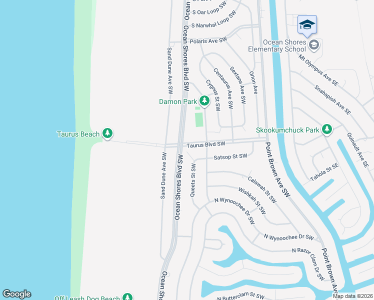 map of restaurants, bars, coffee shops, grocery stores, and more near 514 Ocean Shores Boulevard Southwest in Ocean Shores