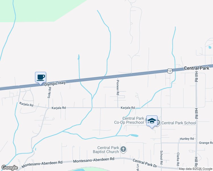 map of restaurants, bars, coffee shops, grocery stores, and more near 6117 Olympic Highway in Aberdeen