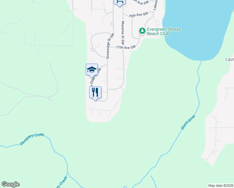 map of restaurants, bars, coffee shops, grocery stores, and more near 5225 80th Avenue Southwest in Olympia