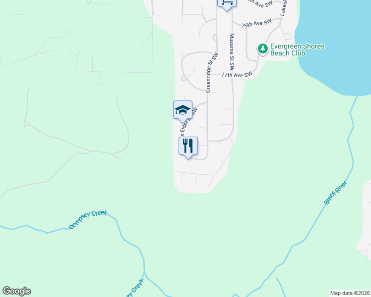 map of restaurants, bars, coffee shops, grocery stores, and more near 8015 Box Elder Drive Southwest in Olympia
