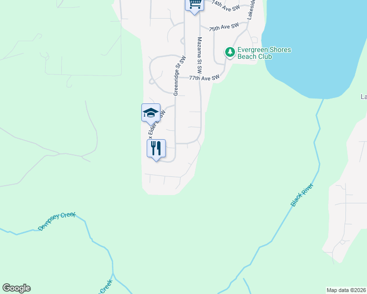 map of restaurants, bars, coffee shops, grocery stores, and more near 5225 80th Avenue Southwest in Olympia