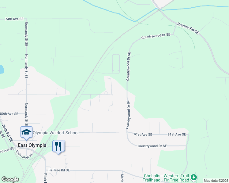 map of restaurants, bars, coffee shops, grocery stores, and more near 7842 Diagonal Road Southeast in Olympia