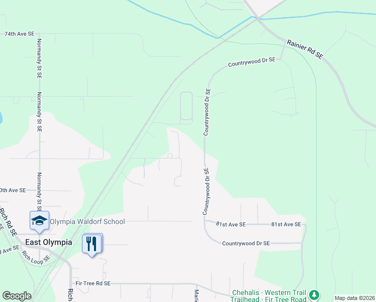 map of restaurants, bars, coffee shops, grocery stores, and more near 7842 Diagonal Road Southeast in Olympia