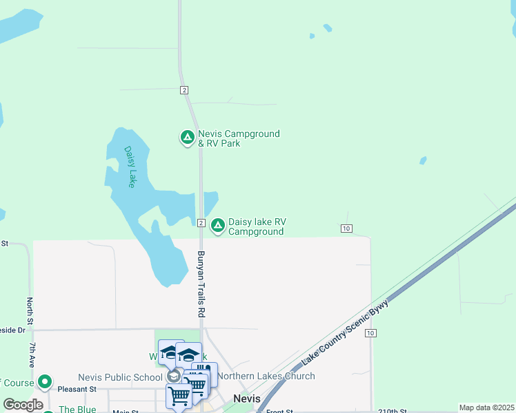 map of restaurants, bars, coffee shops, grocery stores, and more near 21706 County 2 in Nevis