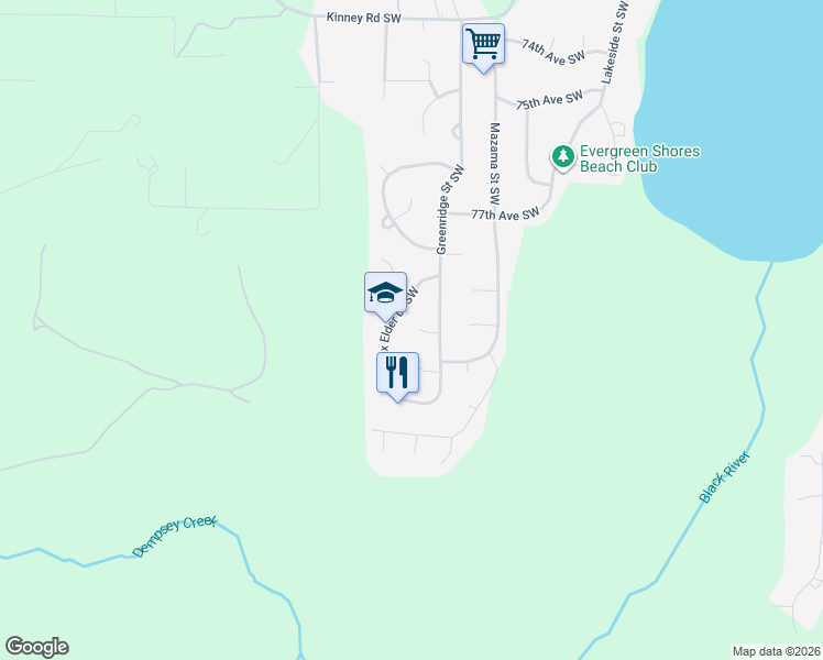 map of restaurants, bars, coffee shops, grocery stores, and more near 5325 79th Court Southwest in Olympia