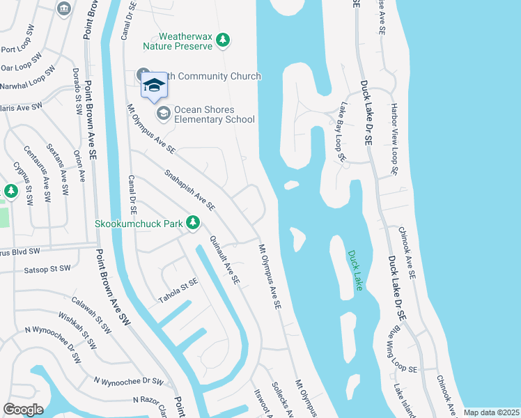 map of restaurants, bars, coffee shops, grocery stores, and more near 464 Adus Court in Ocean Shores