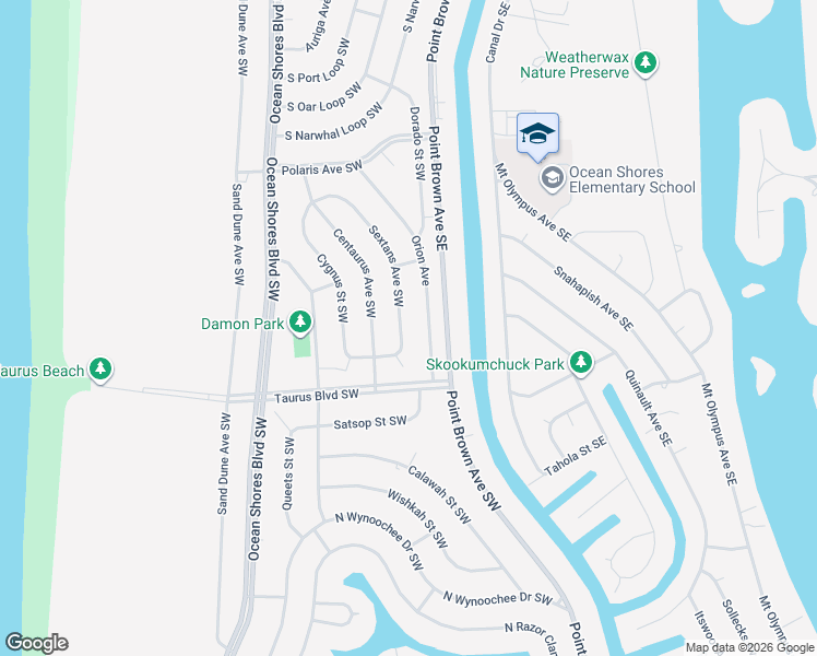 map of restaurants, bars, coffee shops, grocery stores, and more near 459 Orion Avenue in Ocean Shores