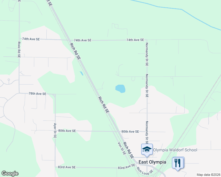 map of restaurants, bars, coffee shops, grocery stores, and more near 7716 Rich Road Southeast in Olympia
