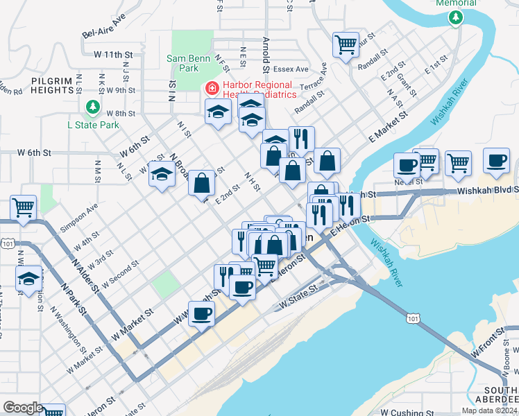 map of restaurants, bars, coffee shops, grocery stores, and more near in Aberdeen