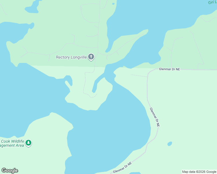 map of restaurants, bars, coffee shops, grocery stores, and more near 4703 Shangri-La Drive Northeast in Longville
