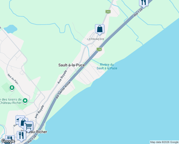 map of restaurants, bars, coffee shops, grocery stores, and more near 7 Rue Carol in Château-Richer
