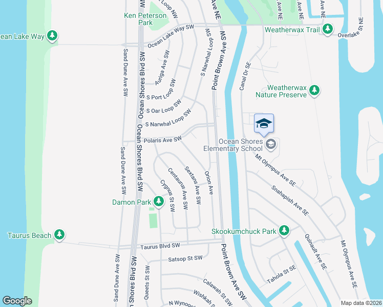 map of restaurants, bars, coffee shops, grocery stores, and more near 343 Orion Avenue in Ocean Shores
