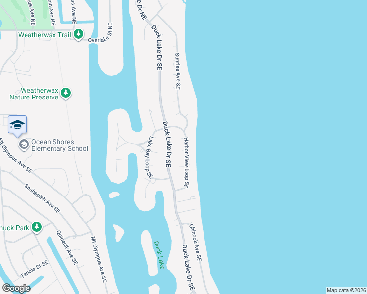 map of restaurants, bars, coffee shops, grocery stores, and more near 346 Harbor View Loop Southeast in Ocean Shores