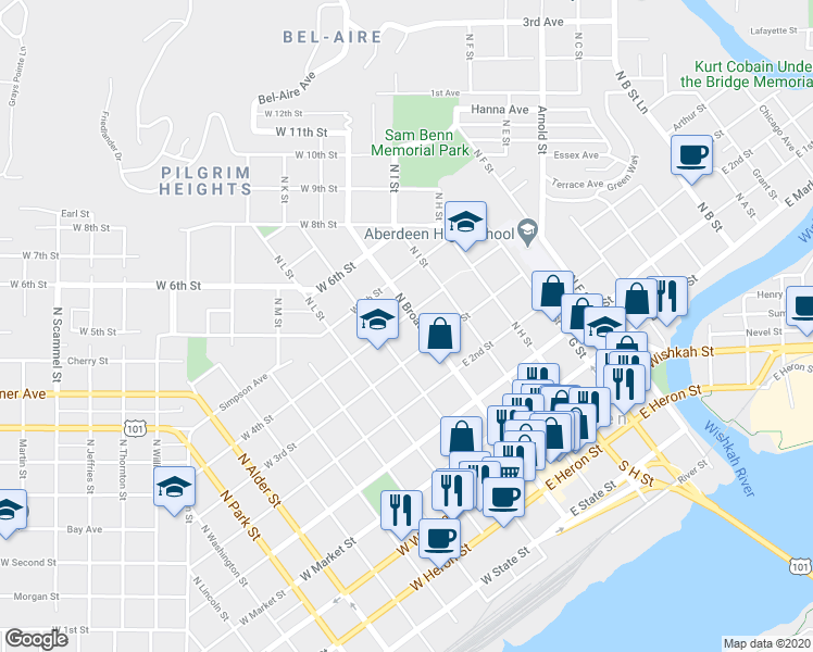 map of restaurants, bars, coffee shops, grocery stores, and more near in Aberdeen