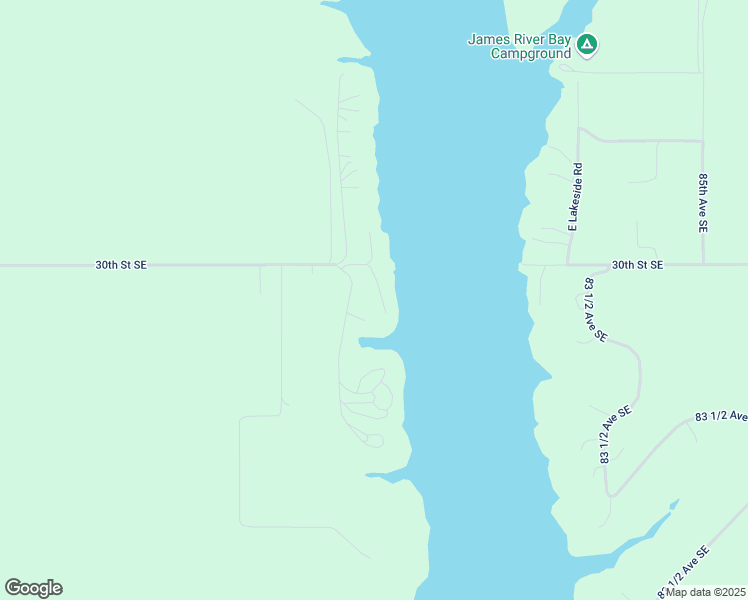 map of restaurants, bars, coffee shops, grocery stores, and more near 3010 West Lakeside Road in Jamestown