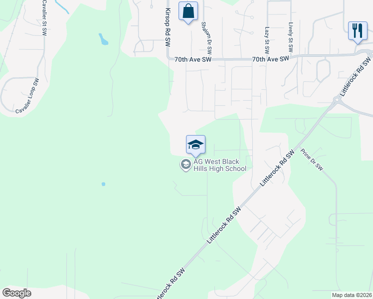map of restaurants, bars, coffee shops, grocery stores, and more near 7741 Littlerock Road Southwest in Olympia
