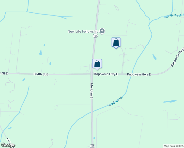 map of restaurants, bars, coffee shops, grocery stores, and more near Meridian Avenue East & Kapowsin Highway East & 304th Street East in Graham