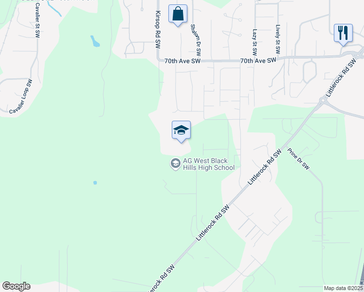 map of restaurants, bars, coffee shops, grocery stores, and more near 7741 Littlerock Road Southwest in Olympia