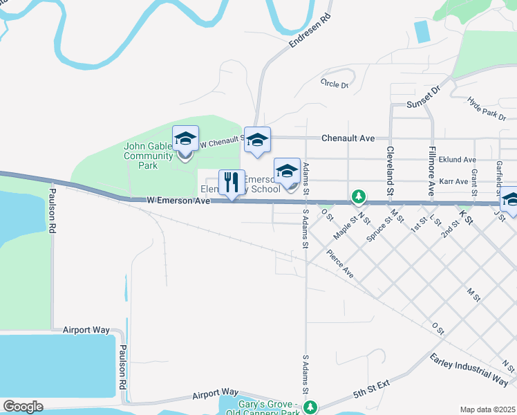 map of restaurants, bars, coffee shops, grocery stores, and more near 203 West Emerson Avenue in Hoquiam