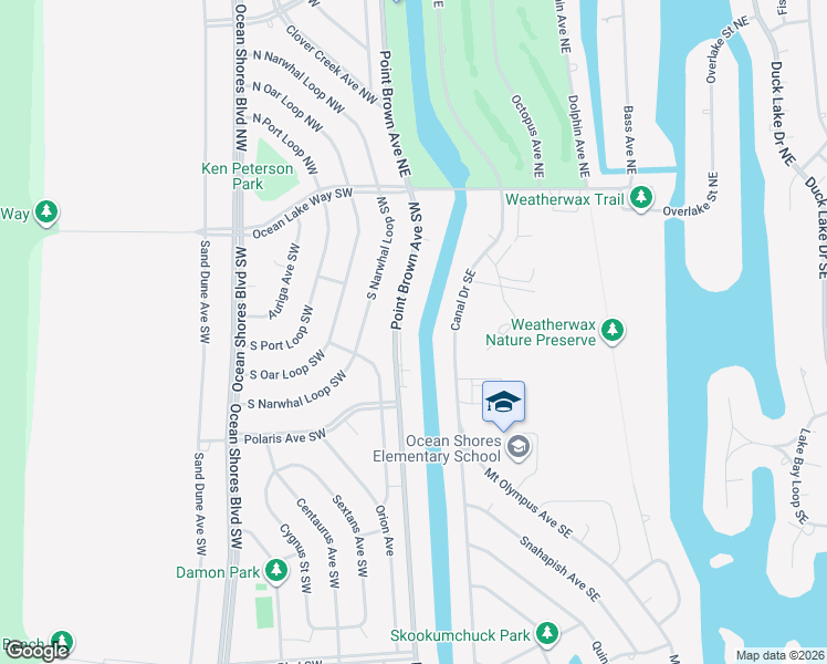 map of restaurants, bars, coffee shops, grocery stores, and more near 200 Point Brown Avenue Southeast in Ocean Shores