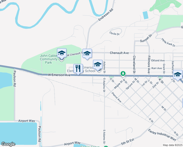 map of restaurants, bars, coffee shops, grocery stores, and more near 203 West Emerson Avenue in Hoquiam