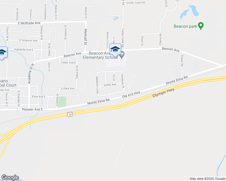 map of restaurants, bars, coffee shops, grocery stores, and more near 545 Meadow Loop in Montesano