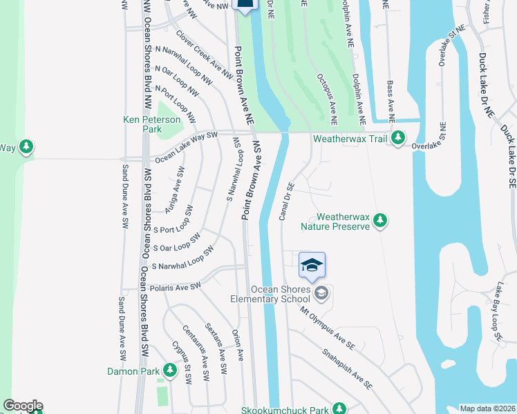map of restaurants, bars, coffee shops, grocery stores, and more near 200 Point Brown Avenue Southeast in Ocean Shores