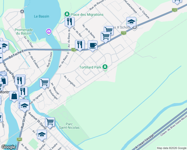 map of restaurants, bars, coffee shops, grocery stores, and more near 295 Rue des Cheminots in Montmagny