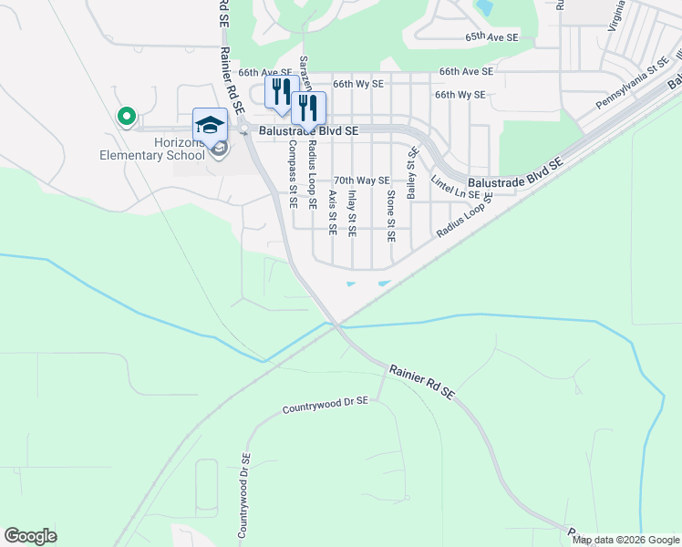 map of restaurants, bars, coffee shops, grocery stores, and more near 7138 Inlay Street Southeast in Lacey
