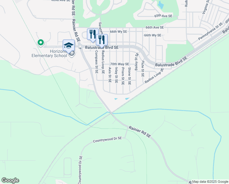 map of restaurants, bars, coffee shops, grocery stores, and more near 7161 Inlay Street Southeast in Lacey