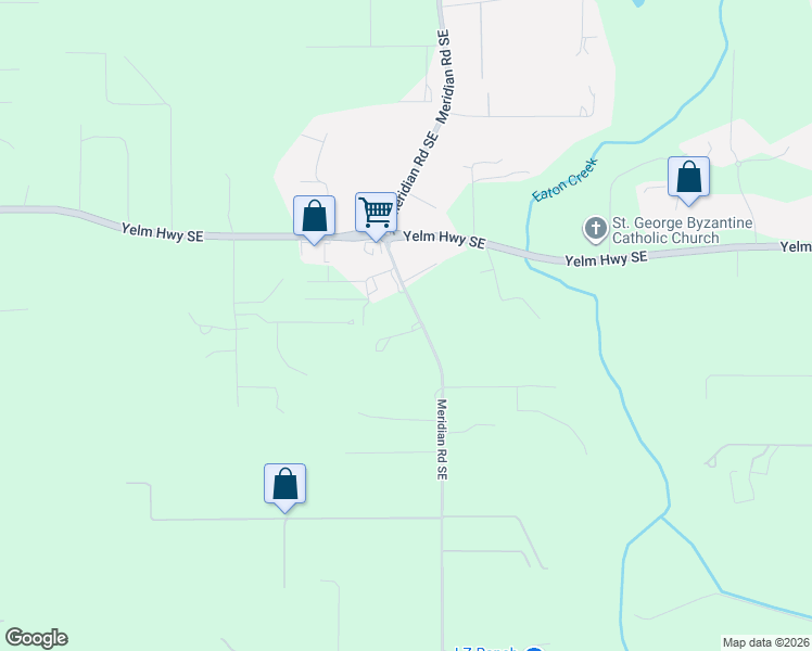 map of restaurants, bars, coffee shops, grocery stores, and more near 7149 Meridian Road Southeast in Olympia