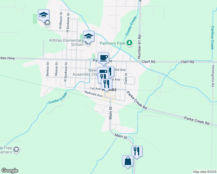 map of restaurants, bars, coffee shops, grocery stores, and more near in Kittitas