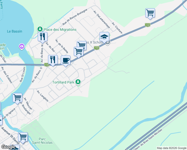 map of restaurants, bars, coffee shops, grocery stores, and more near 20 Rue Philippe-Landry in Montmagny