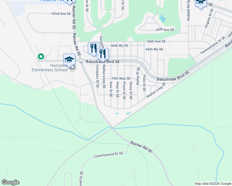 map of restaurants, bars, coffee shops, grocery stores, and more near 7083 Inlay Street Southeast in Lacey