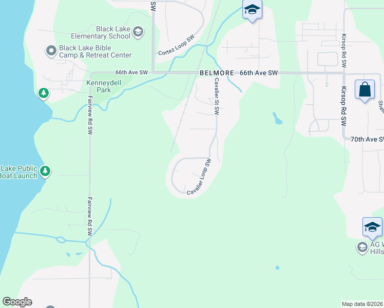 map of restaurants, bars, coffee shops, grocery stores, and more near 7141 Cavalier Loop Southwest in Olympia