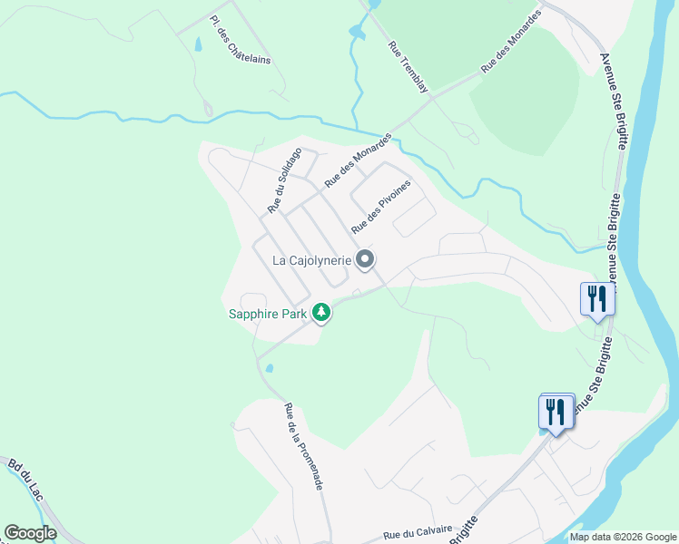 map of restaurants, bars, coffee shops, grocery stores, and more near 47 Rue des Hémérocalles in Sainte-Brigitte-de-Laval