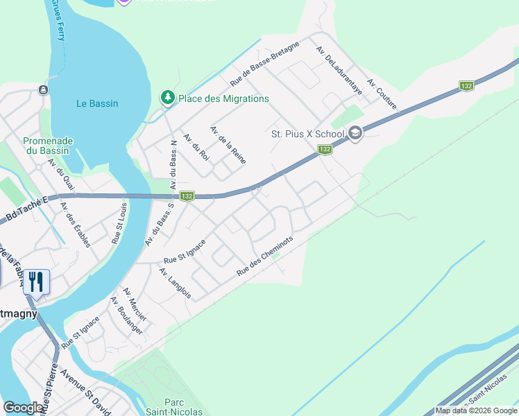 map of restaurants, bars, coffee shops, grocery stores, and more near 224 Avenue Labrecque in Montmagny