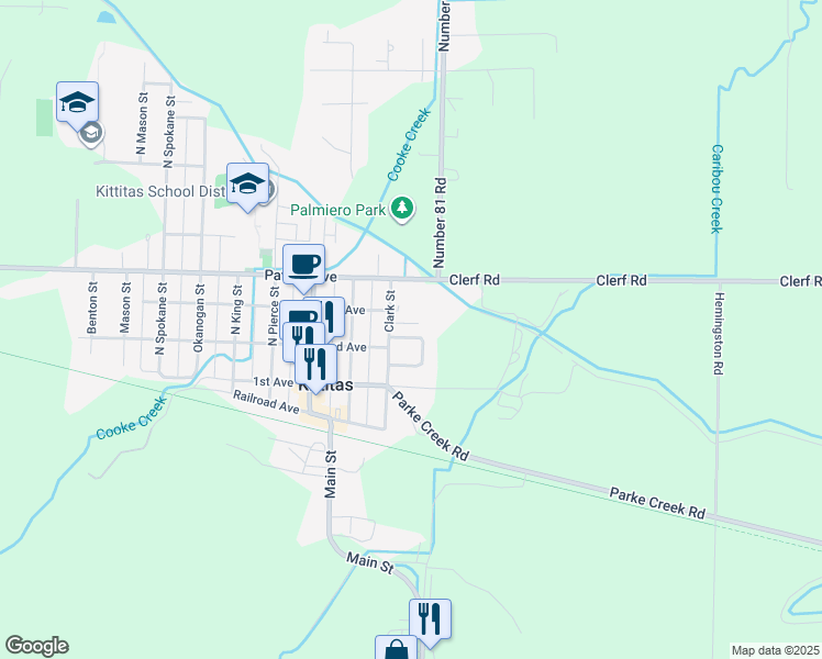 map of restaurants, bars, coffee shops, grocery stores, and more near 39 Pacific Loop in Ellensburg